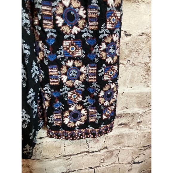 Vanessa Virginia Anthropologie Peasant Dress Womens Medium Black Full Embroidery - Picture 8 of 14